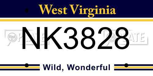 NK3828 West Virginia License Plate