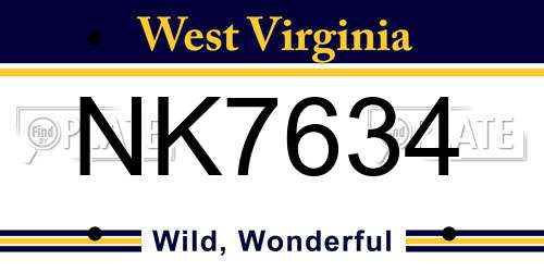 NK7634 West Virginia License Plate