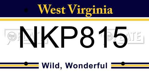 NKP815 West Virginia License Plate