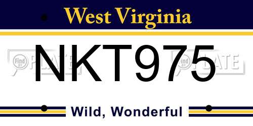 NKT975 West Virginia License Plate