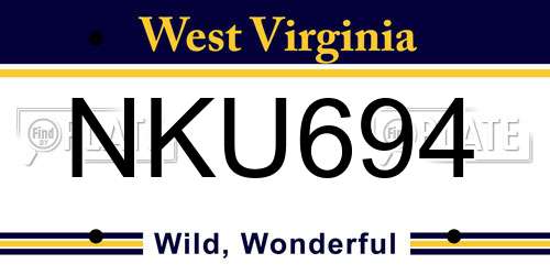 NKU694 West Virginia License Plate