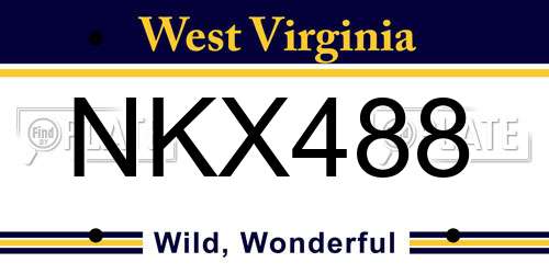 NKX488 West Virginia License Plate
