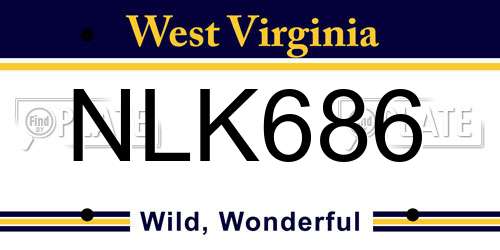 NLK686 West Virginia License Plate