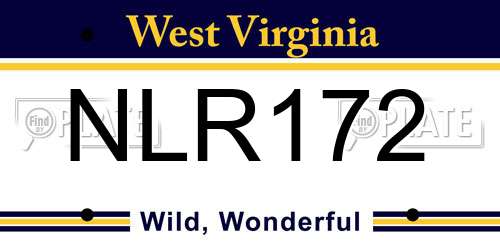NLR172 West Virginia License Plate
