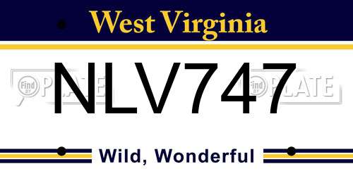 NLV747 West Virginia License Plate
