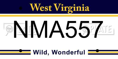 NMA557 West Virginia License Plate