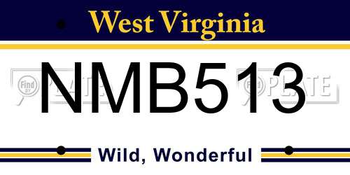 NMB513 West Virginia License Plate