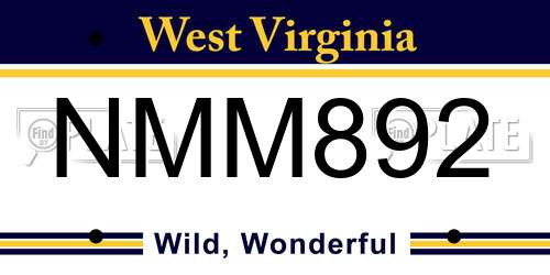 NMM892 West Virginia License Plate