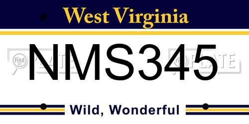 NMS345 West Virginia License Plate