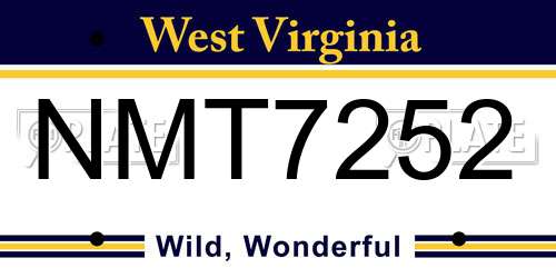 NMT7252 West Virginia License Plate