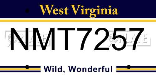 NMT7257 West Virginia License Plate