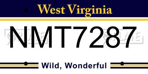 NMT7287 West Virginia License Plate