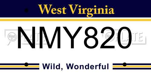 NMY820 West Virginia License Plate