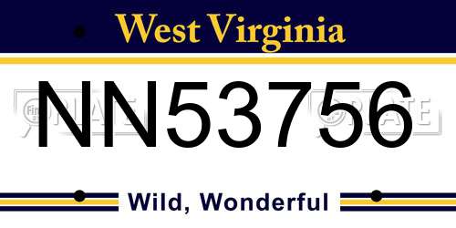 NN53756 West Virginia License Plate