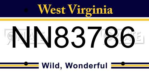 NN83786 West Virginia License Plate