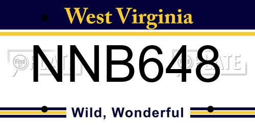 NNB648 West Virginia License Plate
