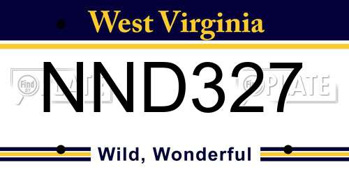 NND327 West Virginia License Plate