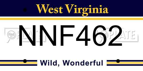 NNF462 West Virginia License Plate