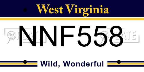 NNF558 West Virginia License Plate