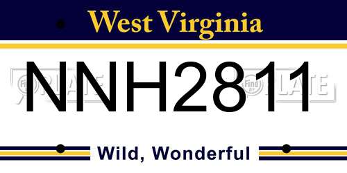 NNH2811 West Virginia License Plate
