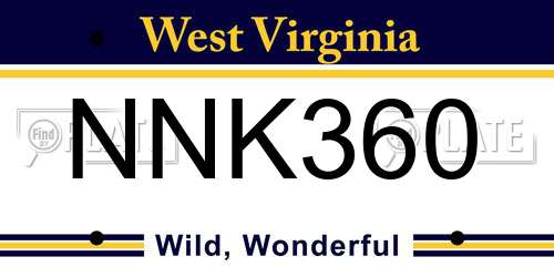 NNK360 West Virginia License Plate