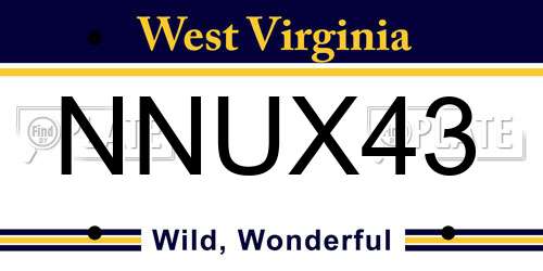 NNUX43 West Virginia License Plate
