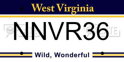 NNVR36 West Virginia License Plate