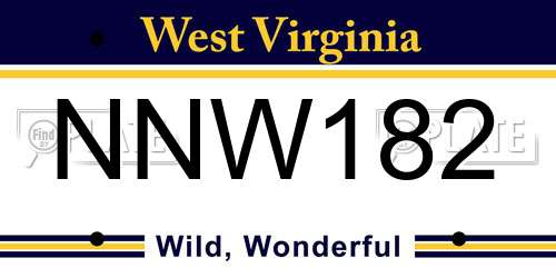 NNW182 West Virginia License Plate
