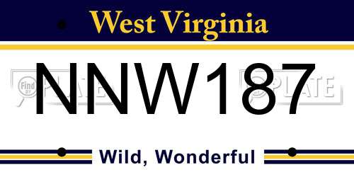 NNW187 West Virginia License Plate