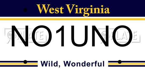 NO1UNO West Virginia License Plate
