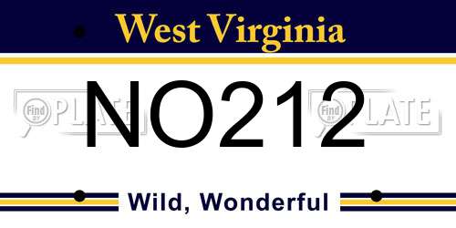 NO212 West Virginia License Plate