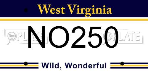 NO250 West Virginia License Plate