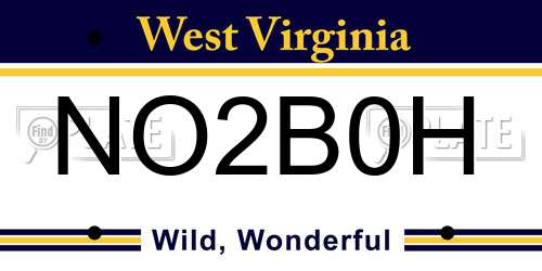 NO2B0H West Virginia License Plate