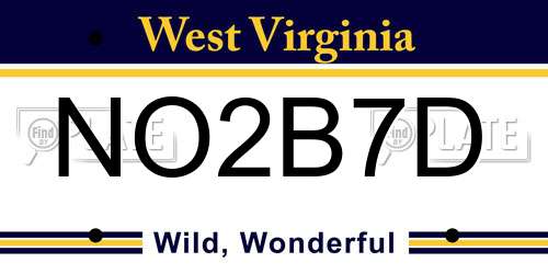 NO2B7D West Virginia License Plate