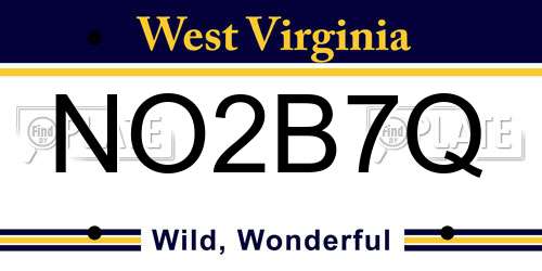 NO2B7Q West Virginia License Plate