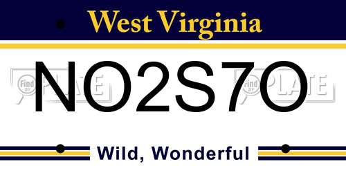 NO2S7O West Virginia License Plate