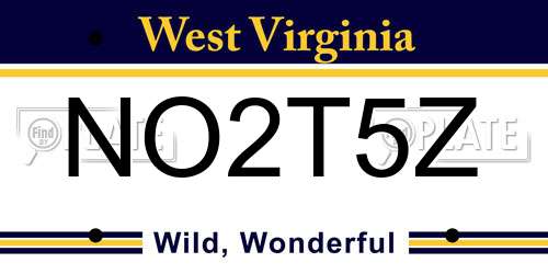 NO2T5Z West Virginia License Plate