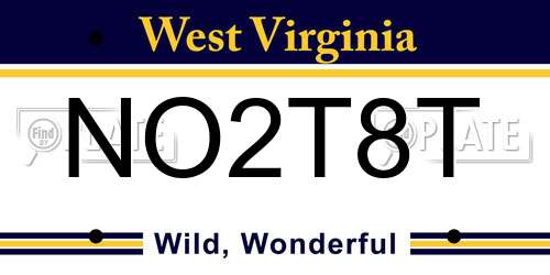 NO2T8T West Virginia License Plate