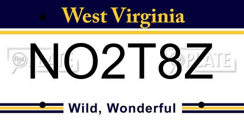 NO2T8Z West Virginia License Plate