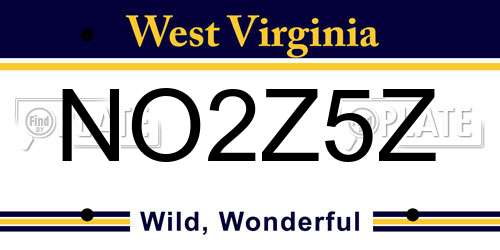 NO2Z5Z West Virginia License Plate