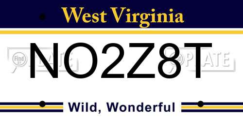 NO2Z8T West Virginia License Plate