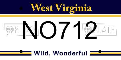 NO712 West Virginia License Plate