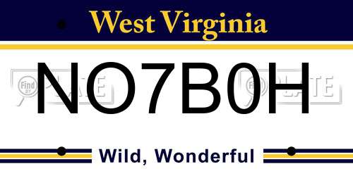 NO7B0H West Virginia License Plate