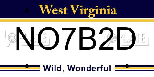 NO7B2D West Virginia License Plate