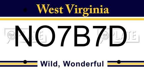 NO7B7D West Virginia License Plate