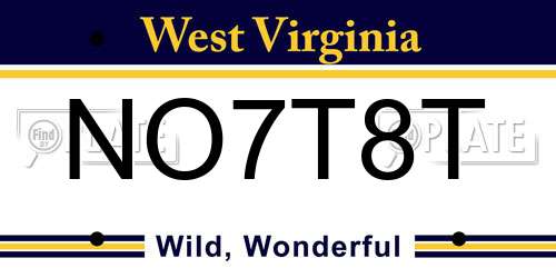 NO7T8T West Virginia License Plate