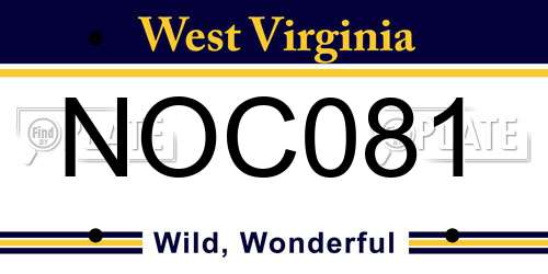 NOC081 West Virginia License Plate
