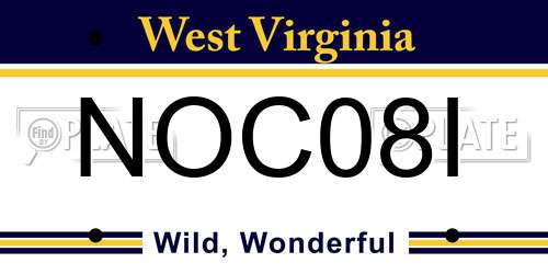 NOC08I West Virginia License Plate