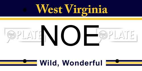 NOE West Virginia License Plate