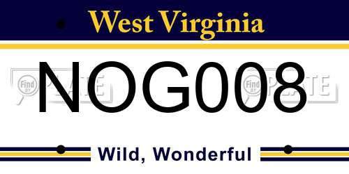 NOG008 West Virginia License Plate